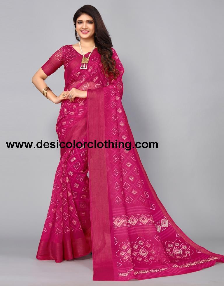 Rani Pink Cotton Saree