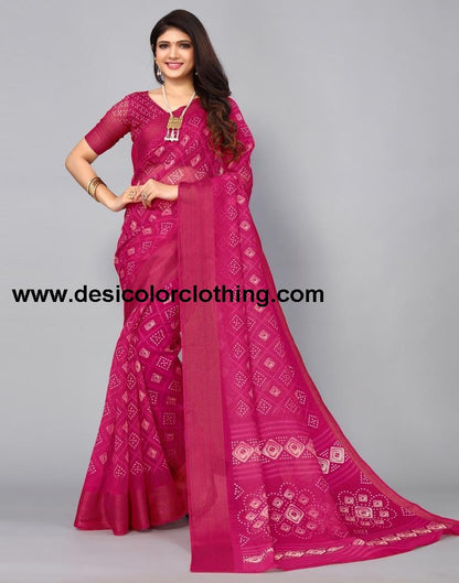 Rani Pink Cotton Saree