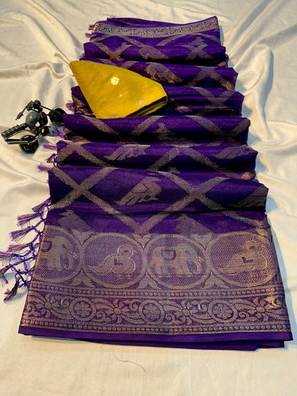 Product Image - Designer Mysore Silk Saree with Jecad Border