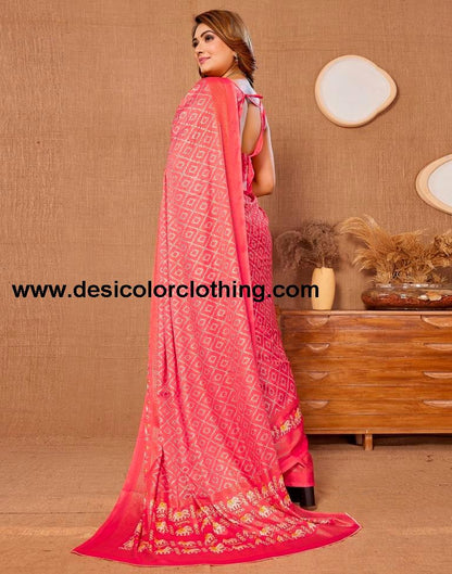 Pink Printed Saree