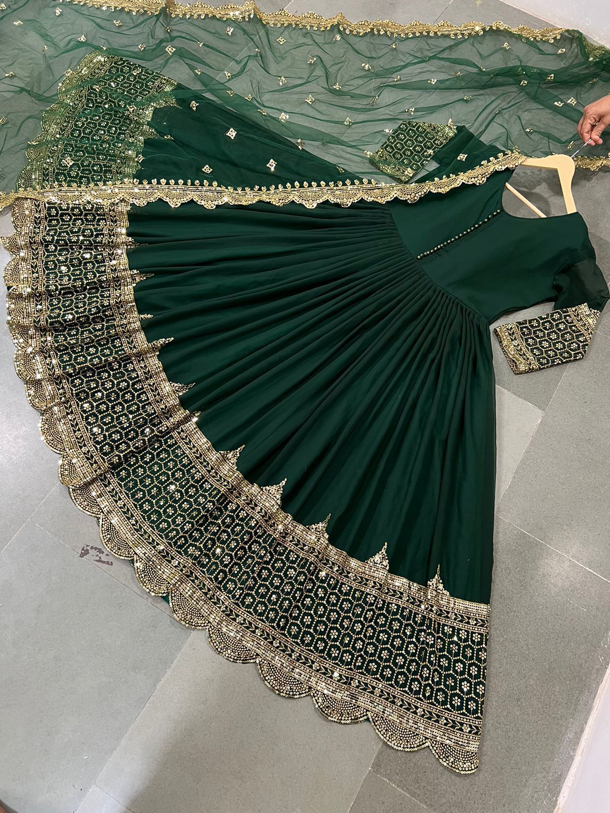 Product Image - Designer Party Wear Gown with Georgette Fabric & Embroidery