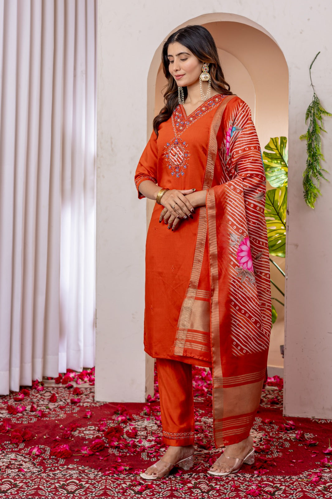 Product Image - Designer Straight Kurti Pant Dupatta Set - Festive Attire