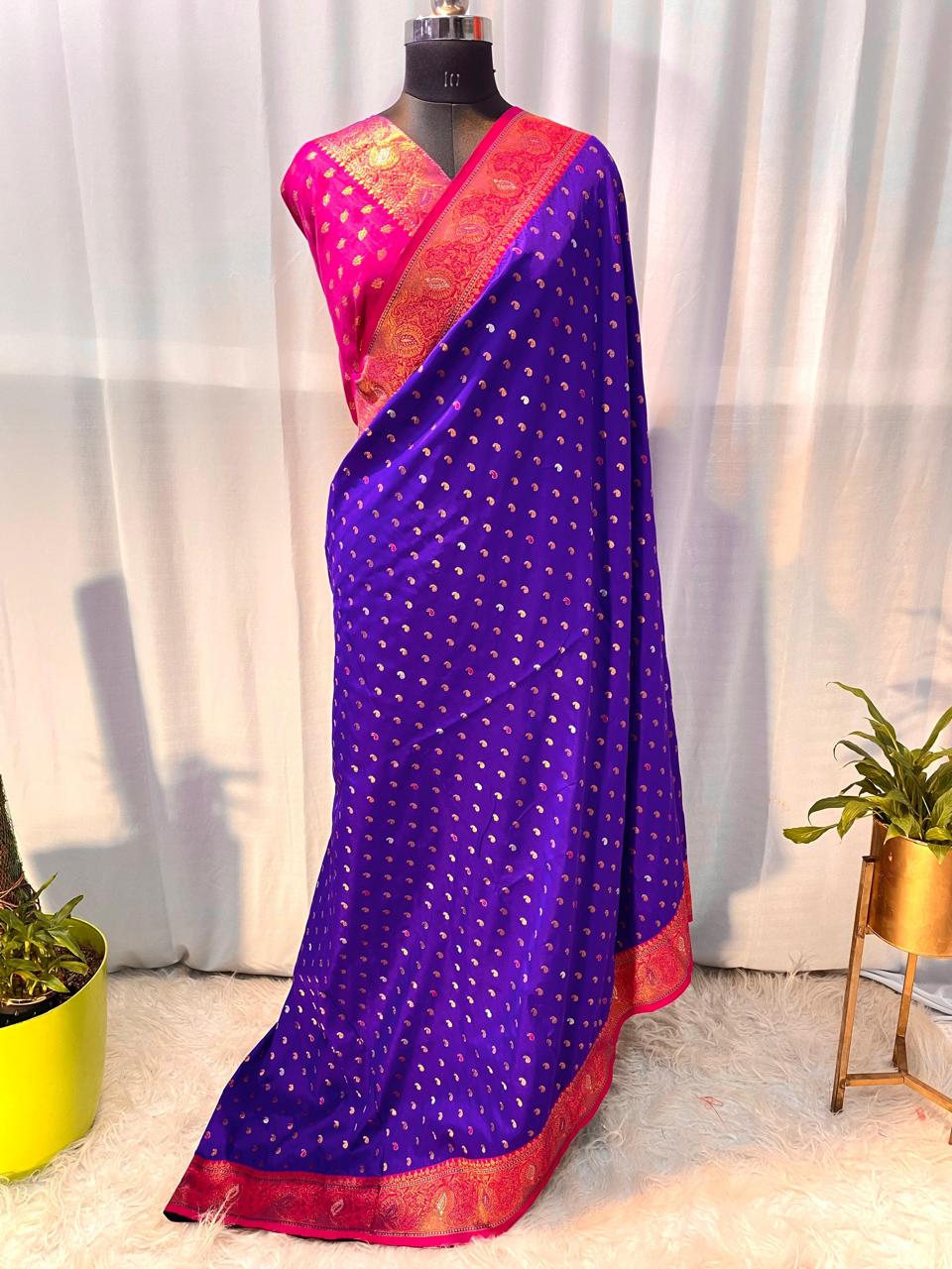 Product Image - Exquisite Pure Soft Paithani Silk Saree with Contrast Weaving Border