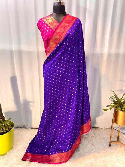 Product Image - Exquisite Pure Soft Paithani Silk Saree with Contrast Weaving Border
