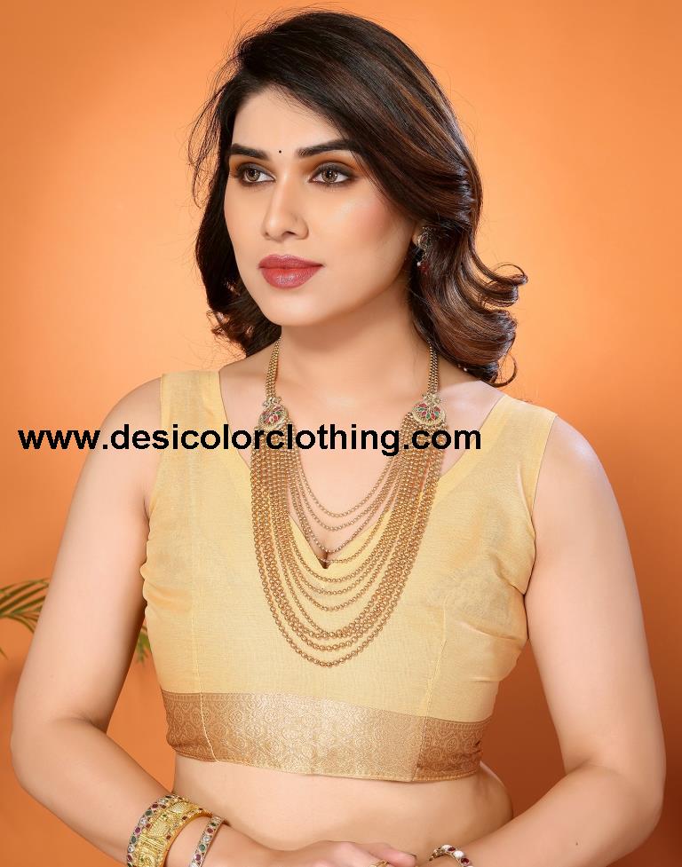 Cream Plain Organza Saree