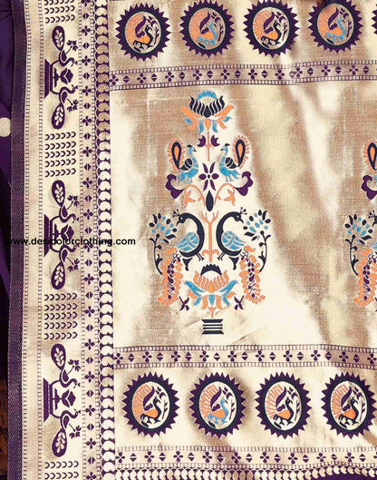 Purple Silk Plain Saree