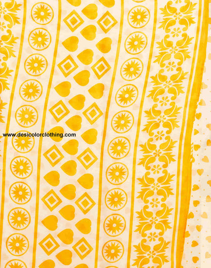 Yellow Chiffon Printed Saree