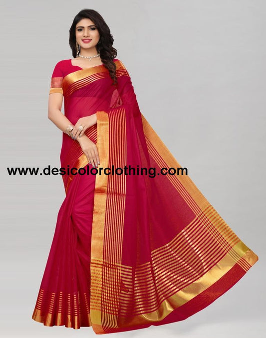 Red Gold Cotton Silk Saree | 807S1