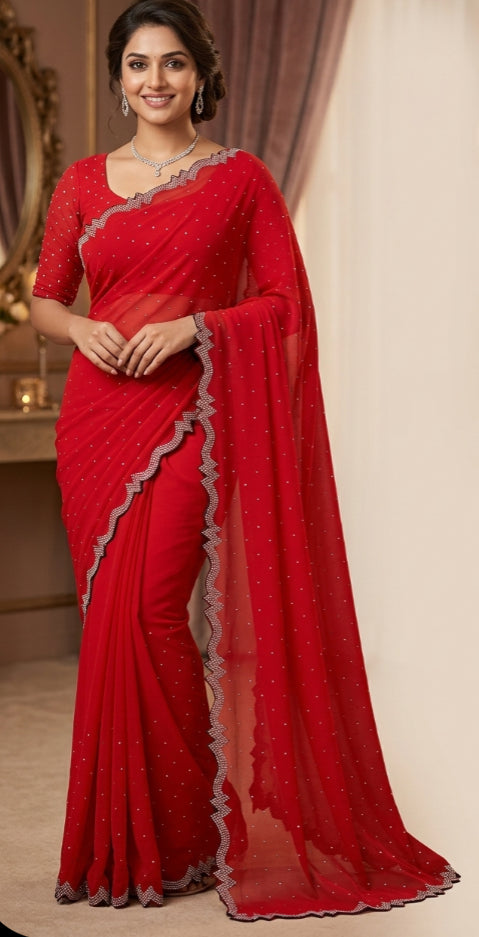 Product Image - Elegant Georgette Saree for Stylish Parties - 4