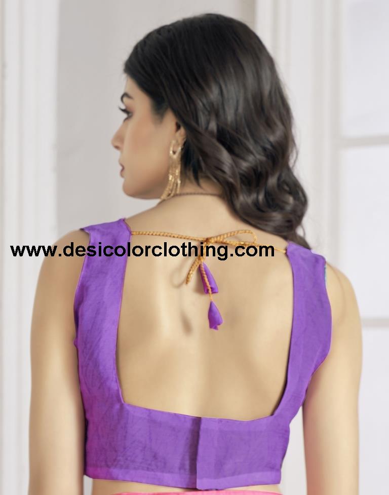 Pink Chiffon Printed Saree