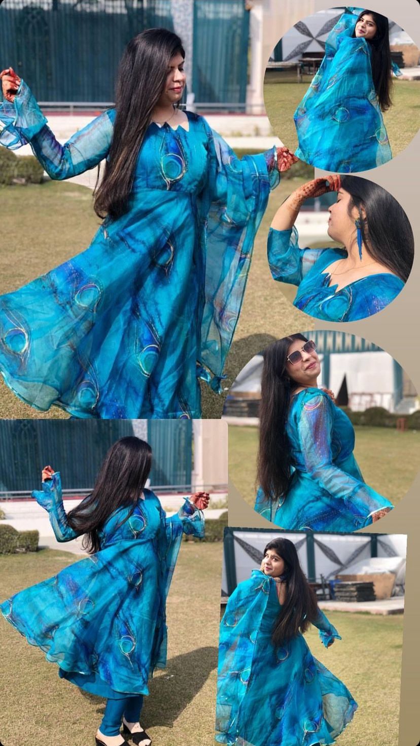Product Image - Exclusive Ri8 Fashion Anarkali Suit - Digital Printed Organza Silk