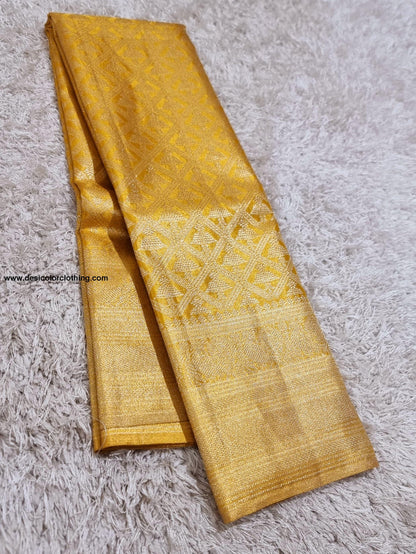 Kanchipuram 100% Pure Handwoven 1G Gold Tissue Bridal Silk Saree