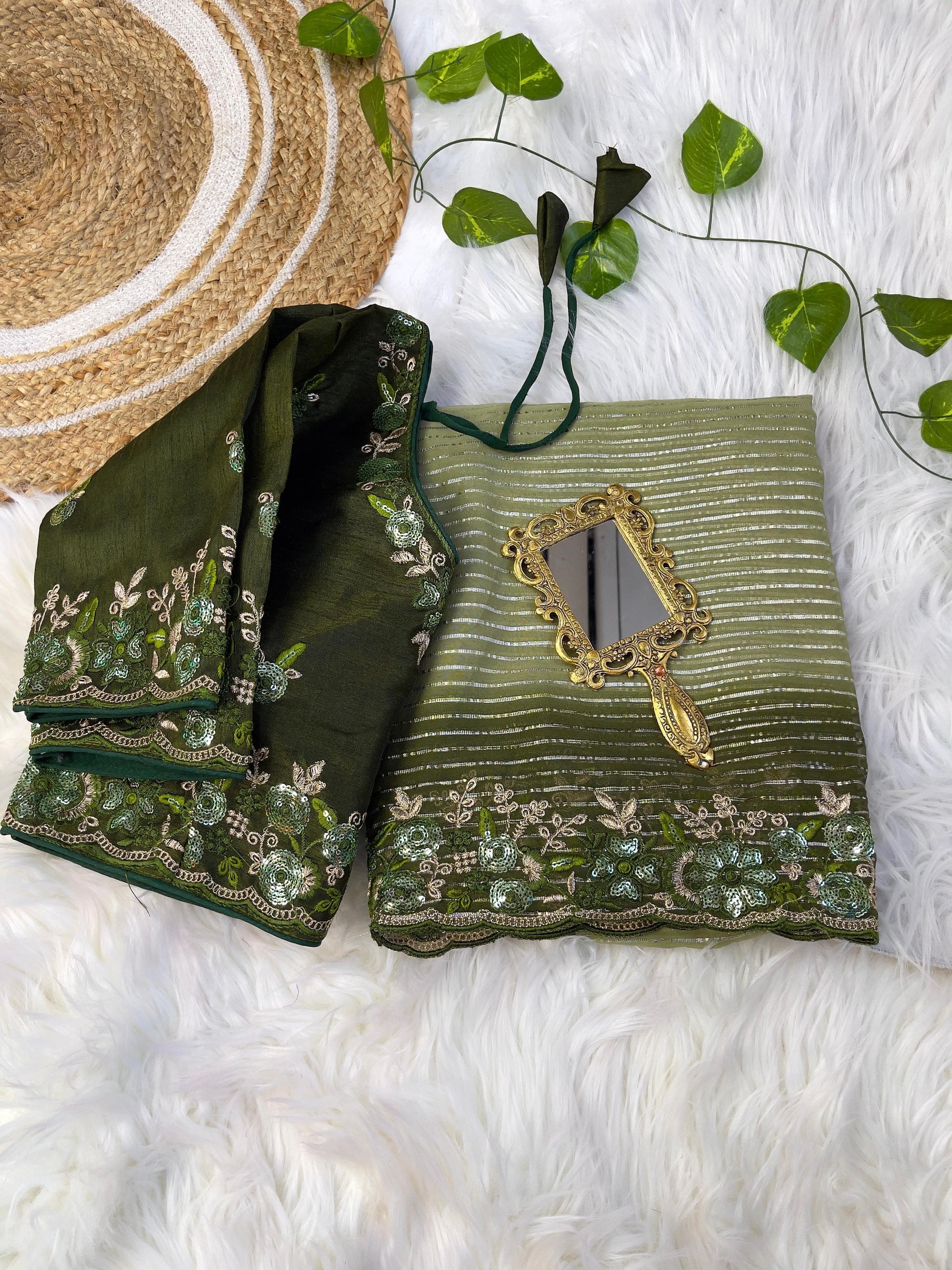 Product Image - Designer Georgette Wedding Saree with Embroidery & Silk Work Blouse