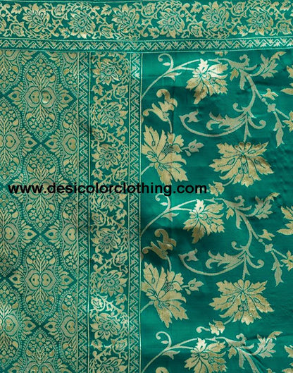 Teal Green Silk Plain Saree