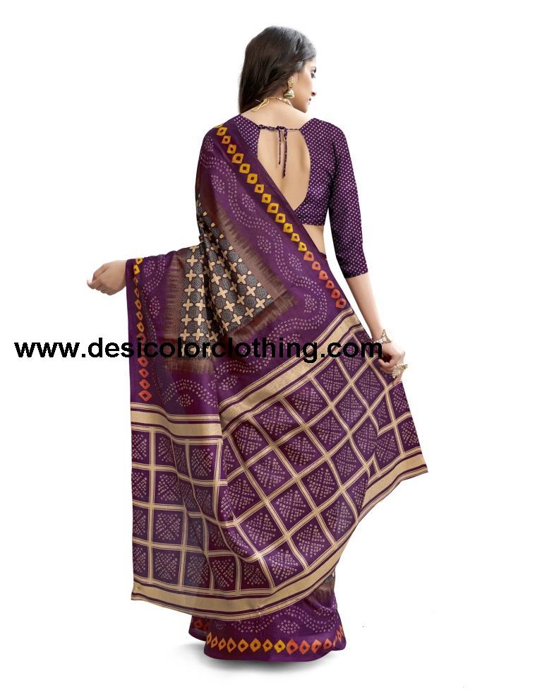 Purple Coloured Poly Silk Printed Casual saree | SLV1735S266