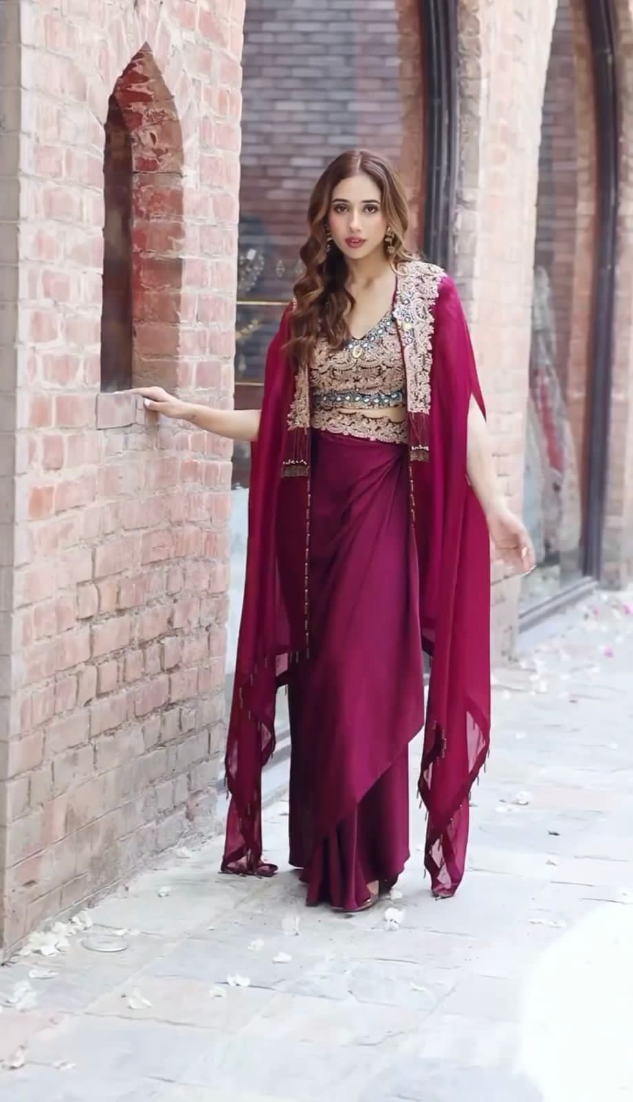 Product Image - Elegant Designer Western Style Dhoti with Choli and Shrug in Organza Silk