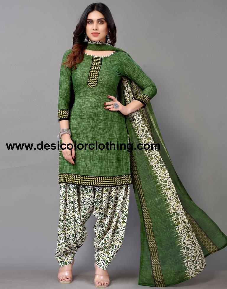 Printed Polyester Unstitched Salwar Suit Material