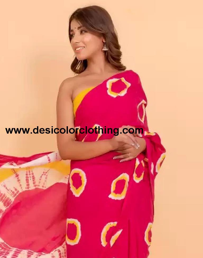 Pink Cotton Tie And Dye Saree