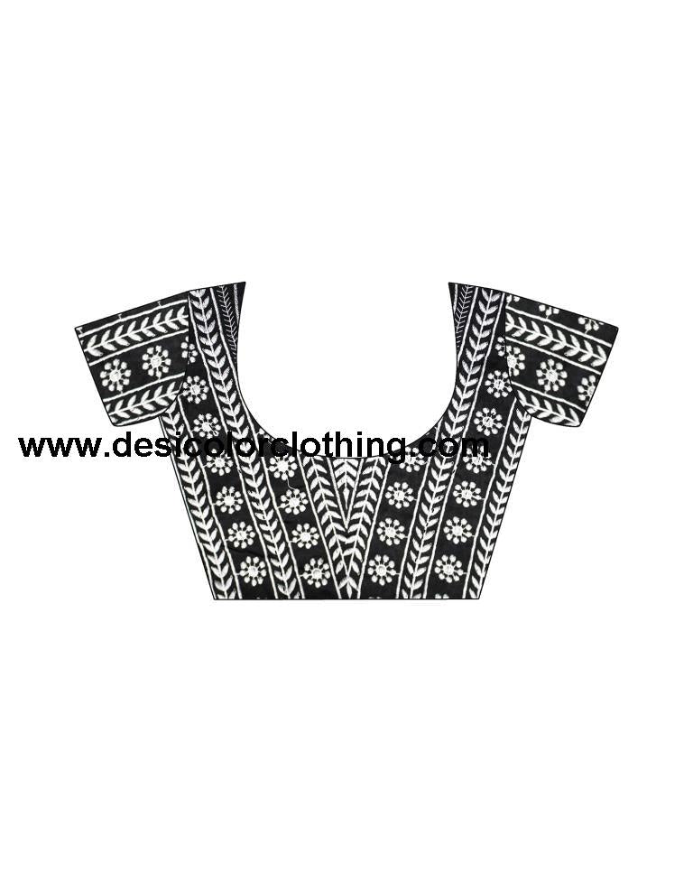 Black Georgette Plain Saree