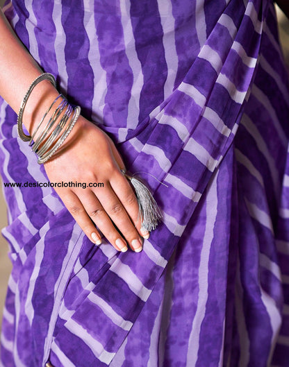 Purple Georgette Printed Ready to Wear Saree