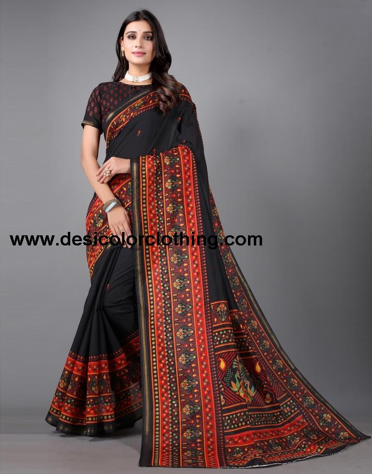 Black Printed Saree | 2306S120