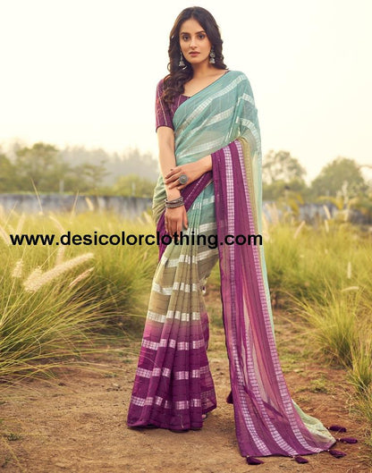 Deep Magenta Georgette Plain Saree