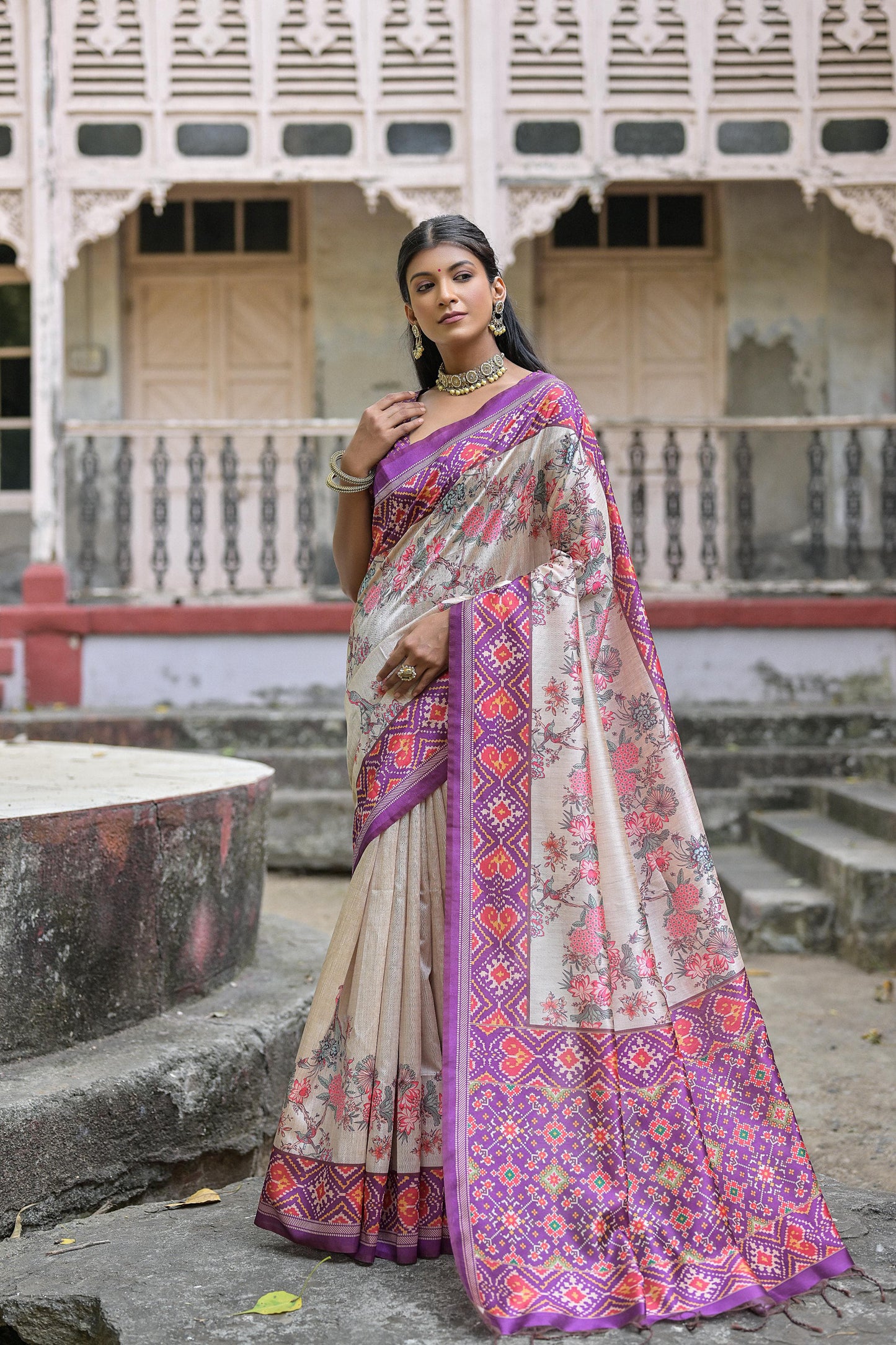 Product Image - Yogita Patola Designer Saree in Tussar Silk with Patola Print