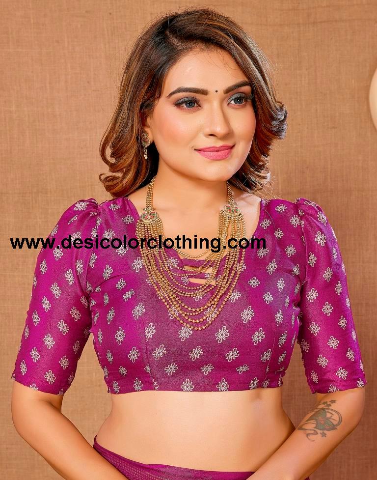 Deep Purple Printed Saree