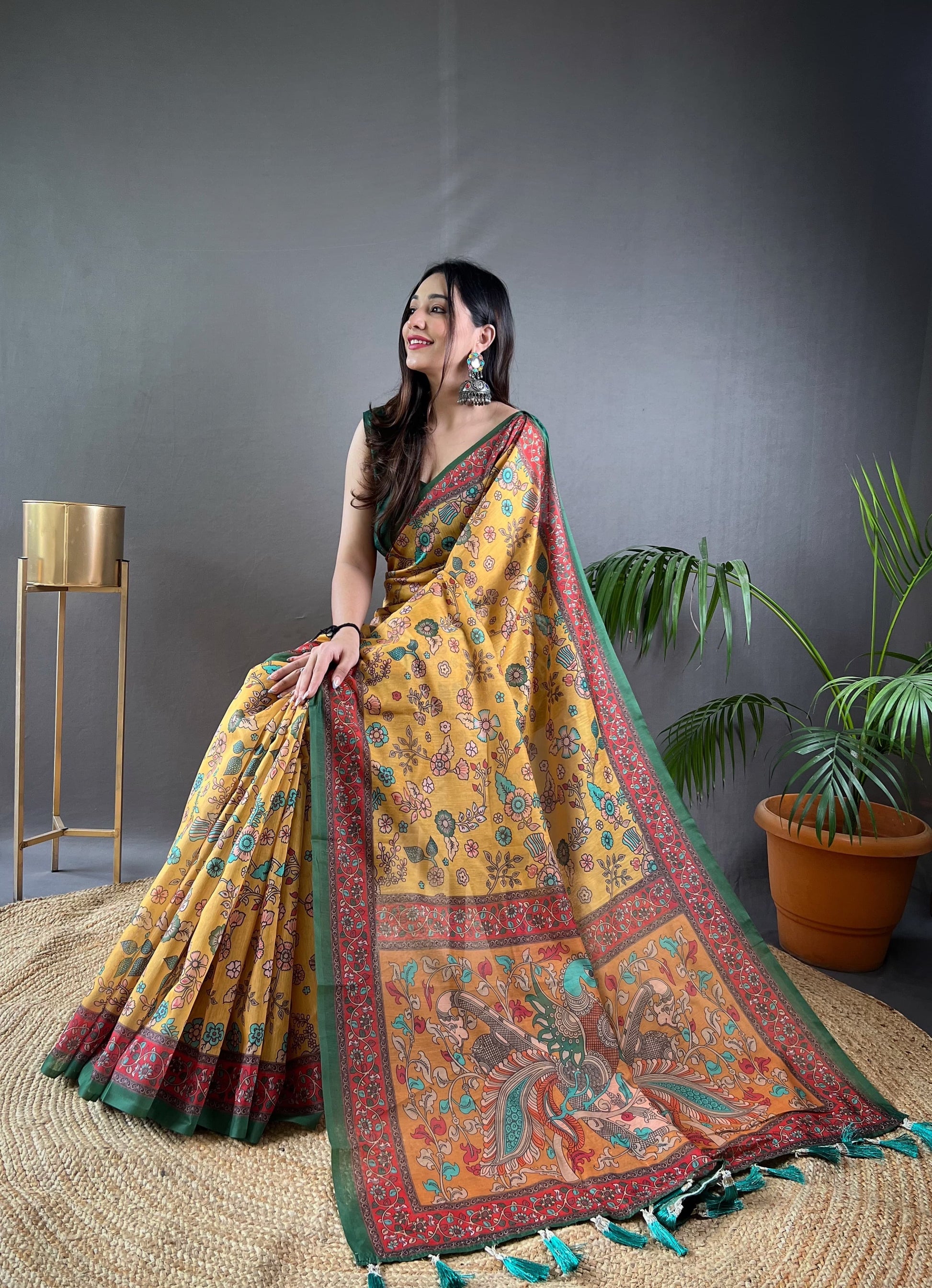 Product Image - Designer Malai Cotton Kalamkari Saree – Perfect Ethnic Wear