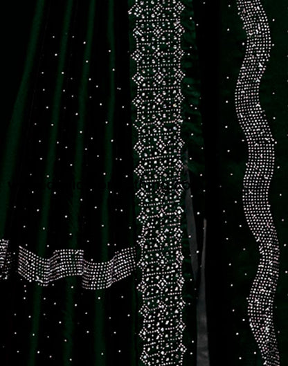 Dark Green Georgette Plain Saree