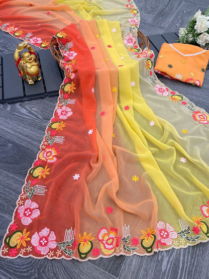 Product Image - Elegant KC-838 Georgette Sequence Saree | Designer Ethnic Wear