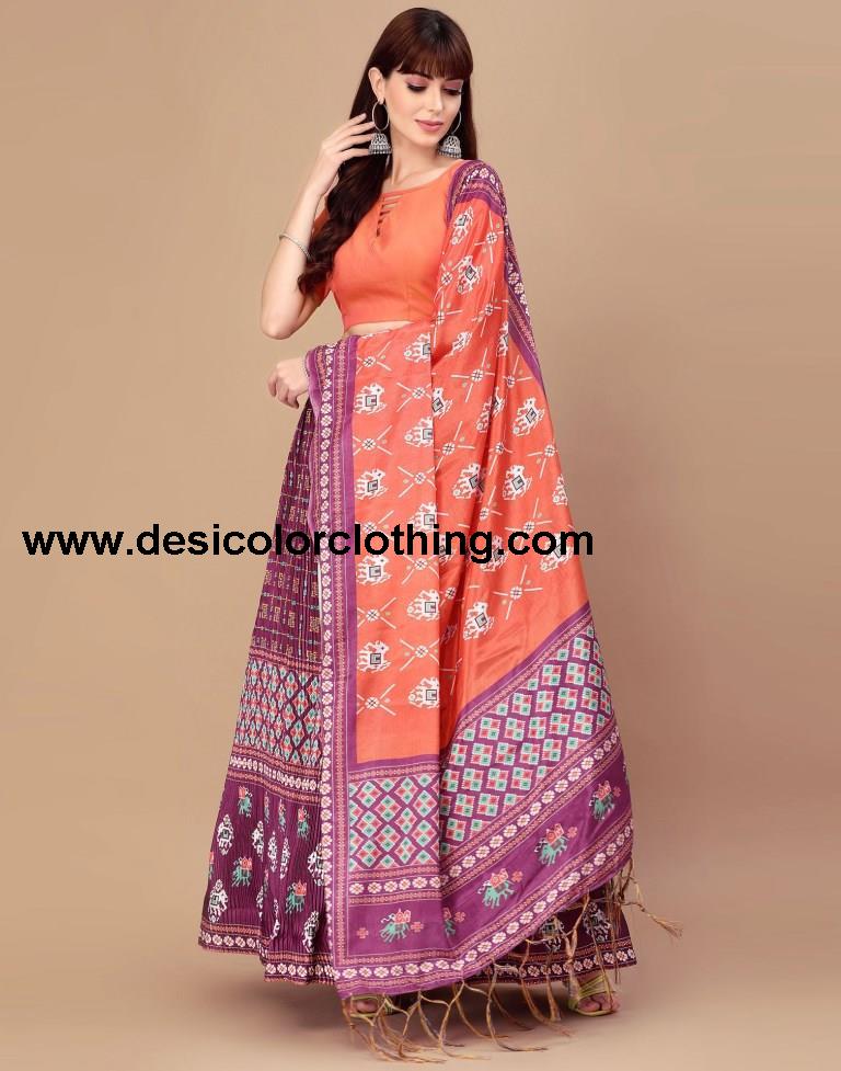 Wine Printed Lehenga Choli