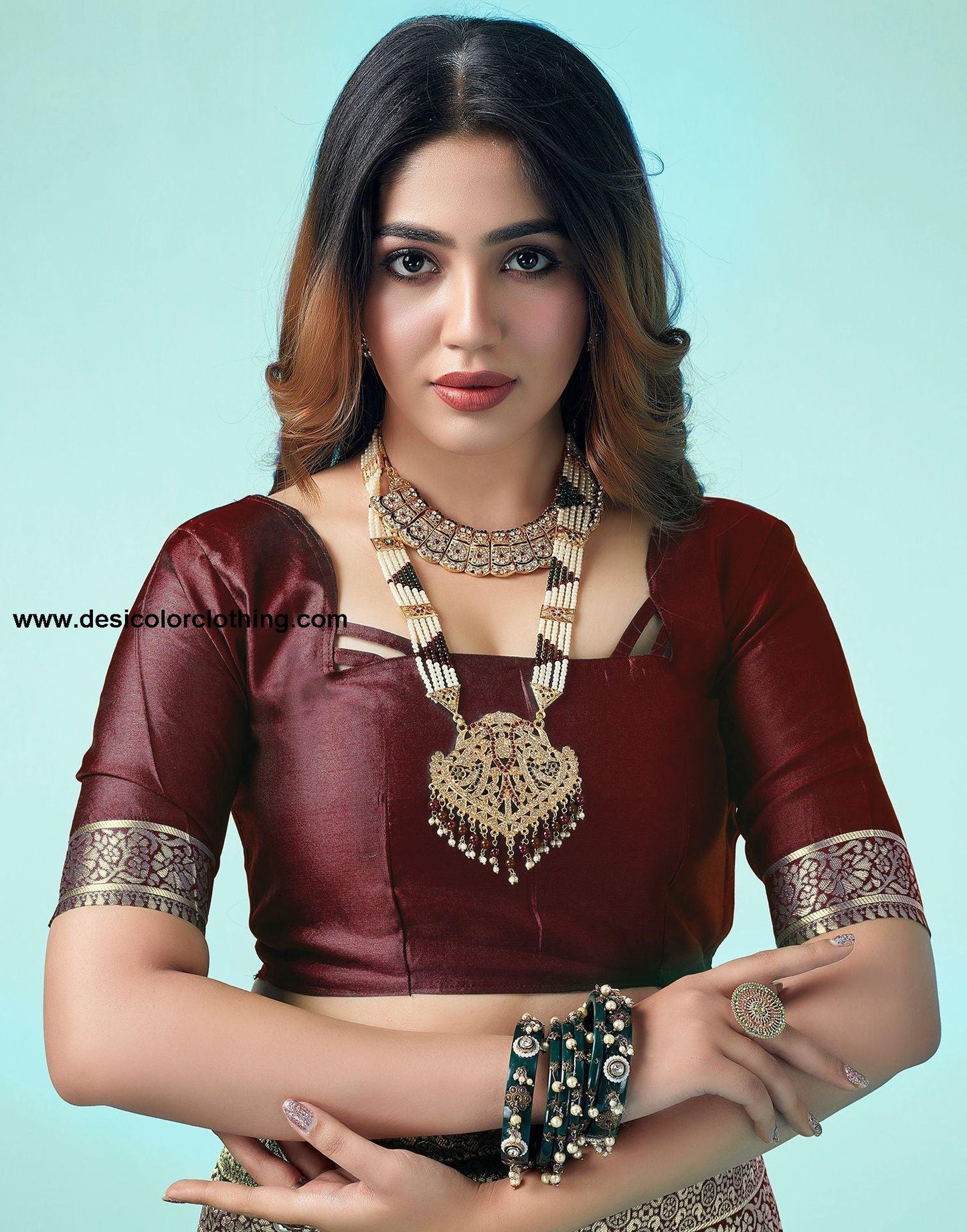 Brown Jacquard Silk Saree