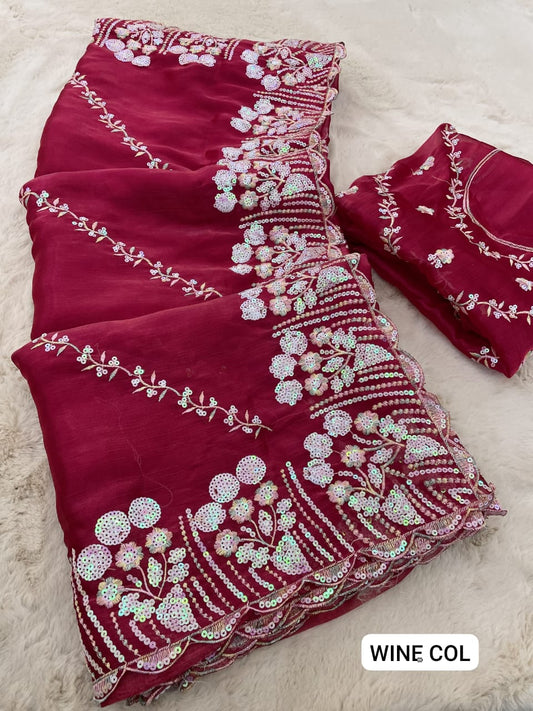 Product Image - Elegant Designer Saree with Georgette Fabric and Embroidery Work | Festive Wear
