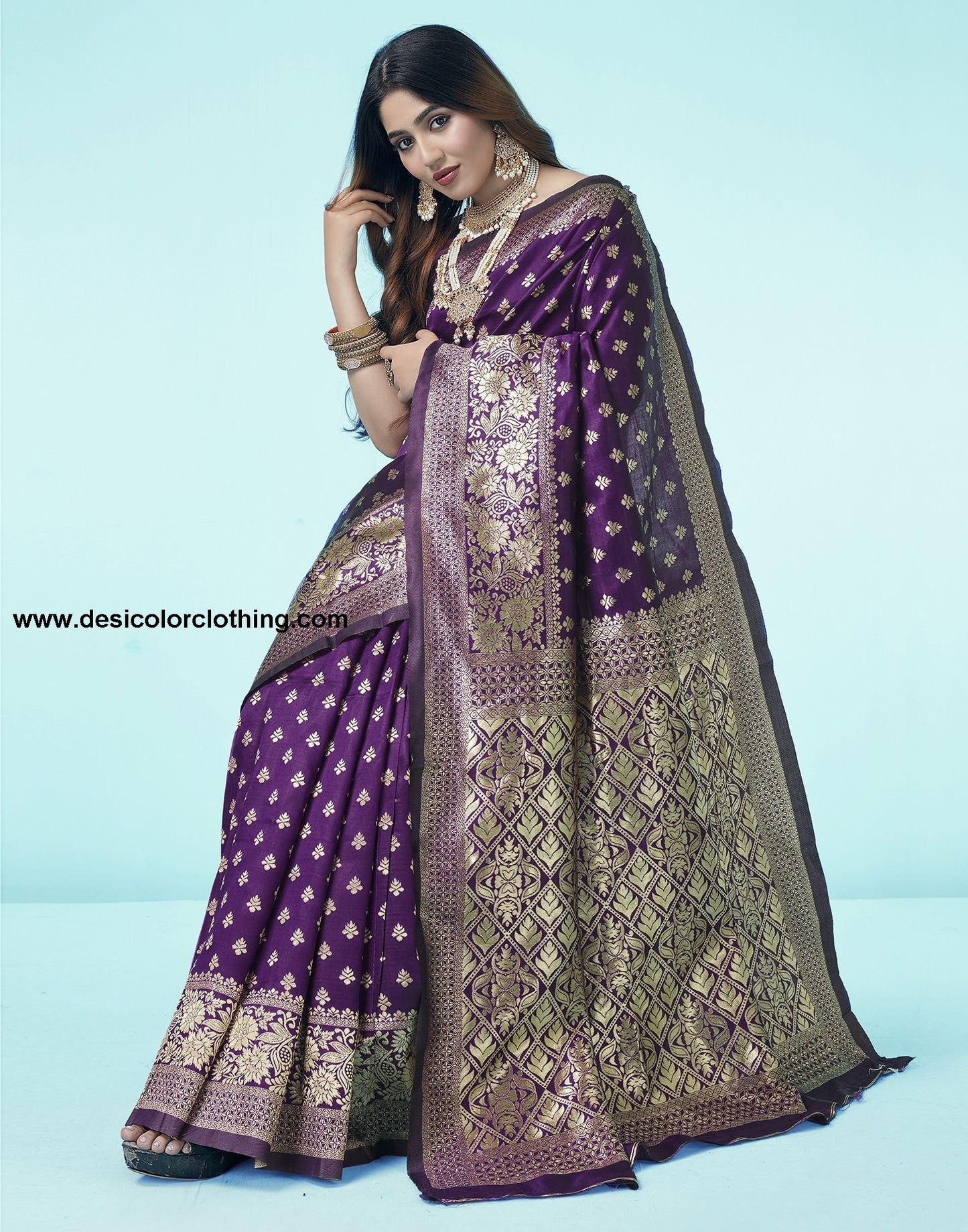 Purple Jacquard Silk Saree