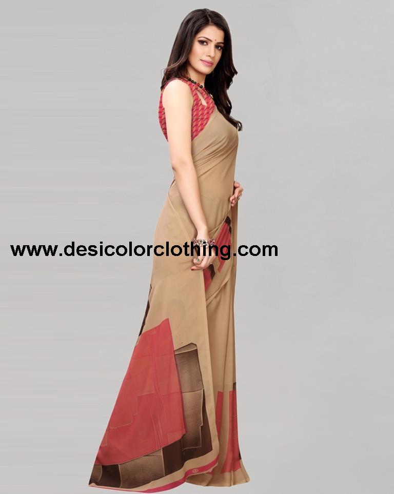 Beige Printed Saree | 1182S117