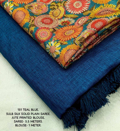 Product Image - Designer Georgette Saree with Printed Jute Silk Blouse – Ideal Festive & Wedding Wear