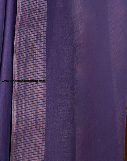 Purple Linen Plain Saree