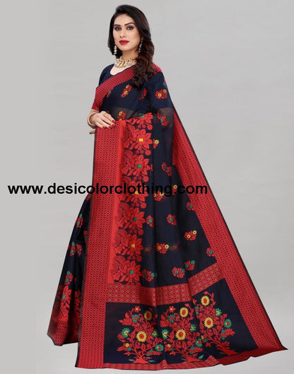 Distinctive Blue Cotton Saree | 2069S134