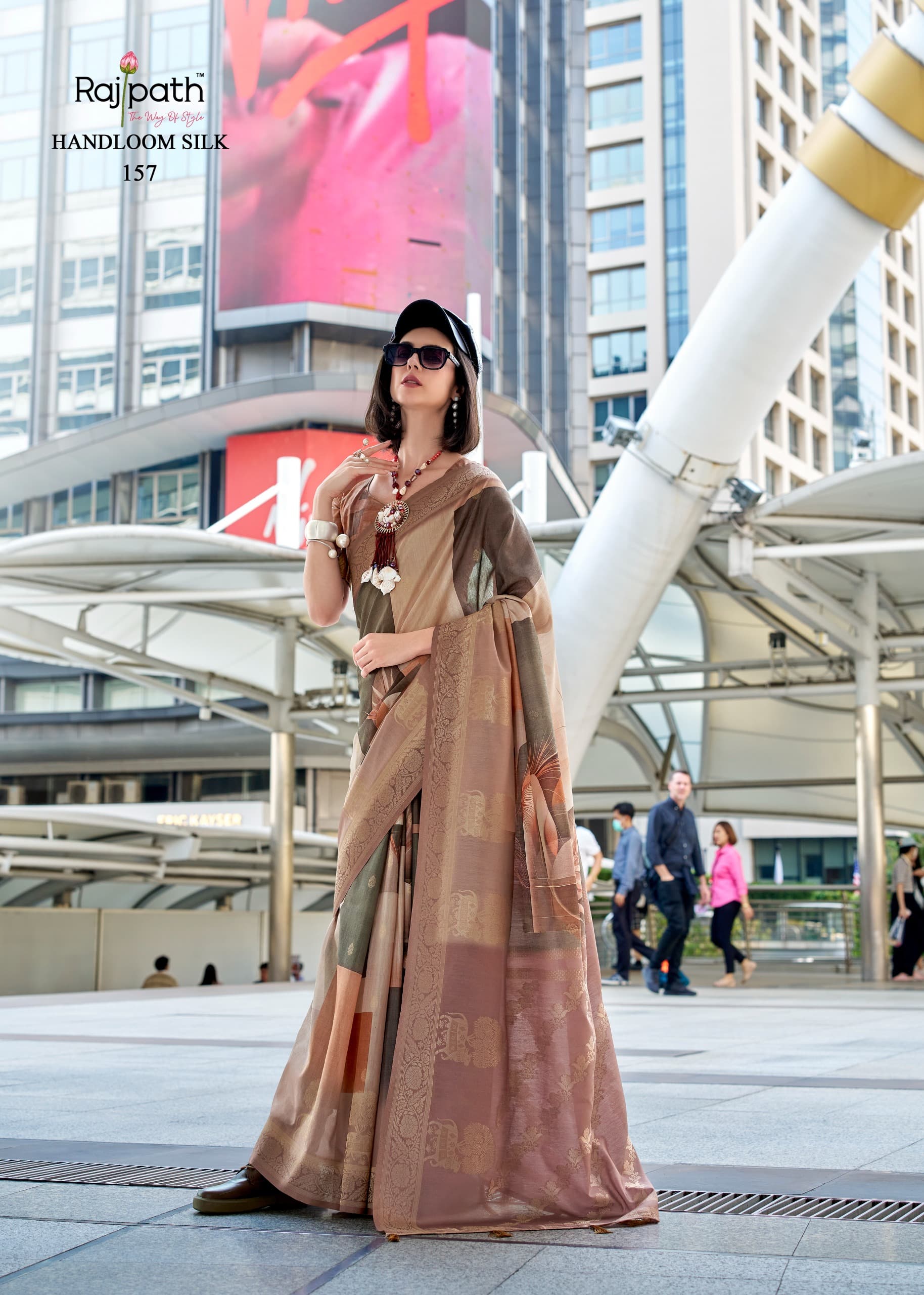 Product Image - Designer Zimmy Choo Silk Saree with Embroidered Border & Lehiriya Design