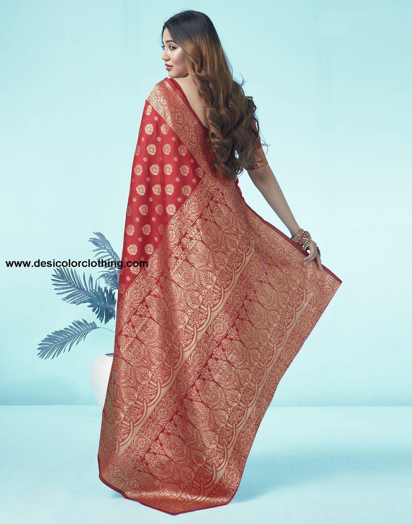 Red Jacquard Silk Saree
