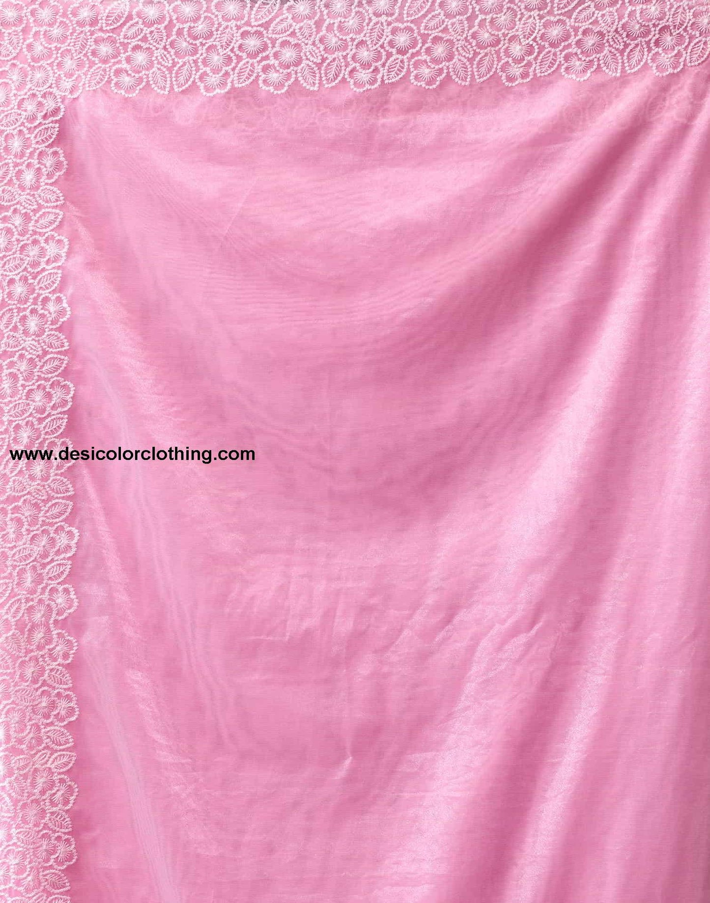 Pink Embroidery Organza Saree