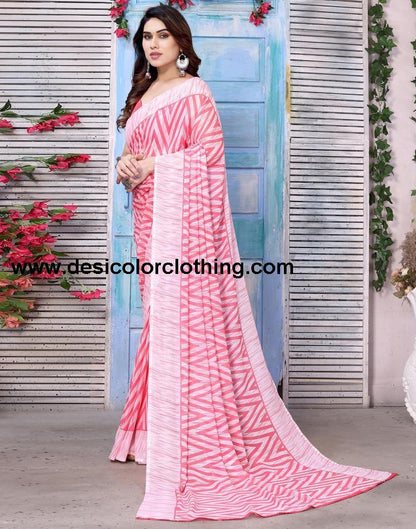 Pink Georgette Printed Saree