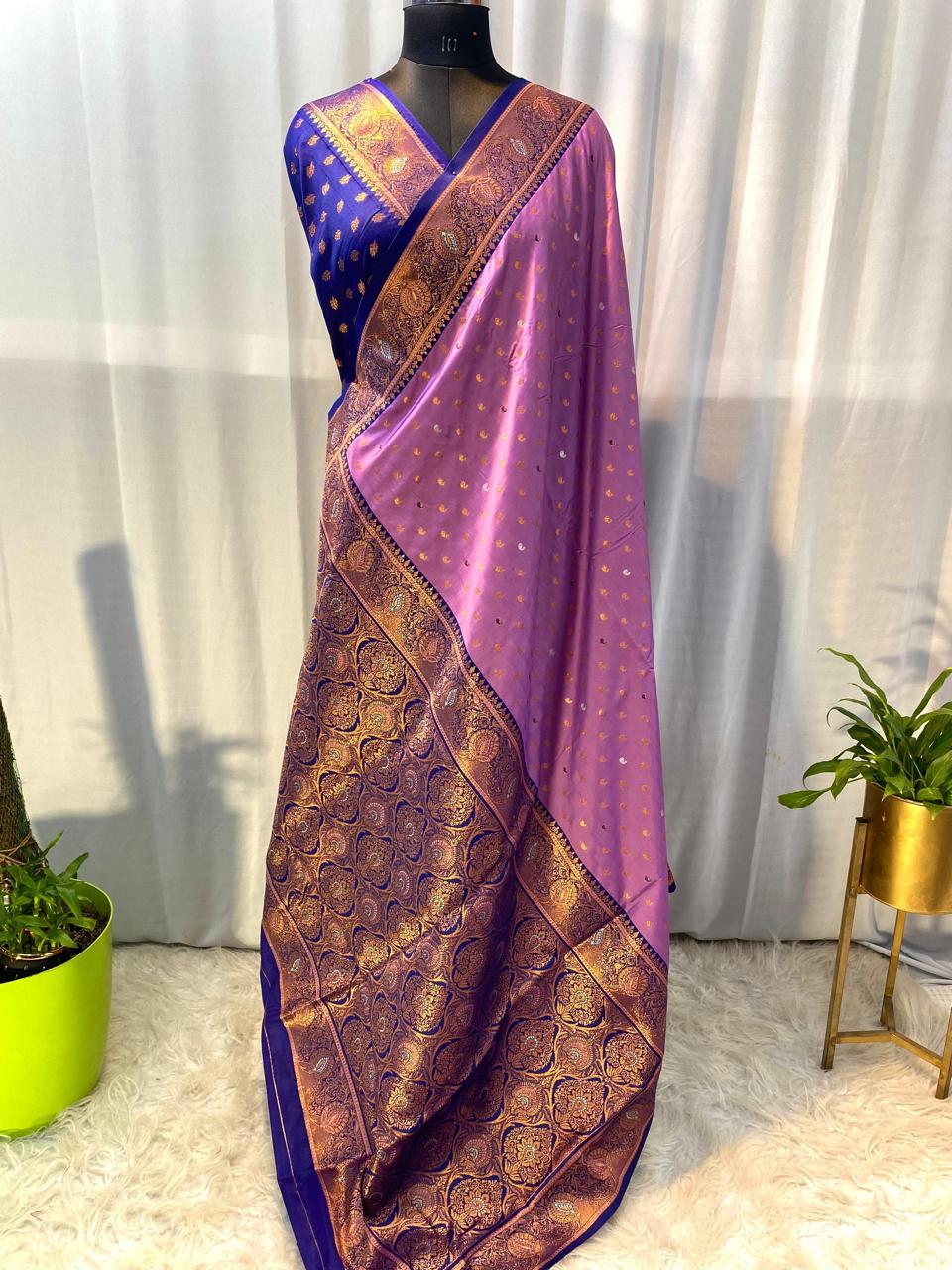 Product Image - Exquisite Pure Soft Paithani Silk Saree with Contrast Weaving Border