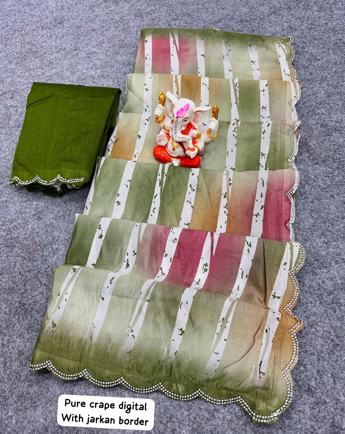 Product Image - Elegant Designer Wedding Saree | Georgette Fabric with Digital Print & Embroidery