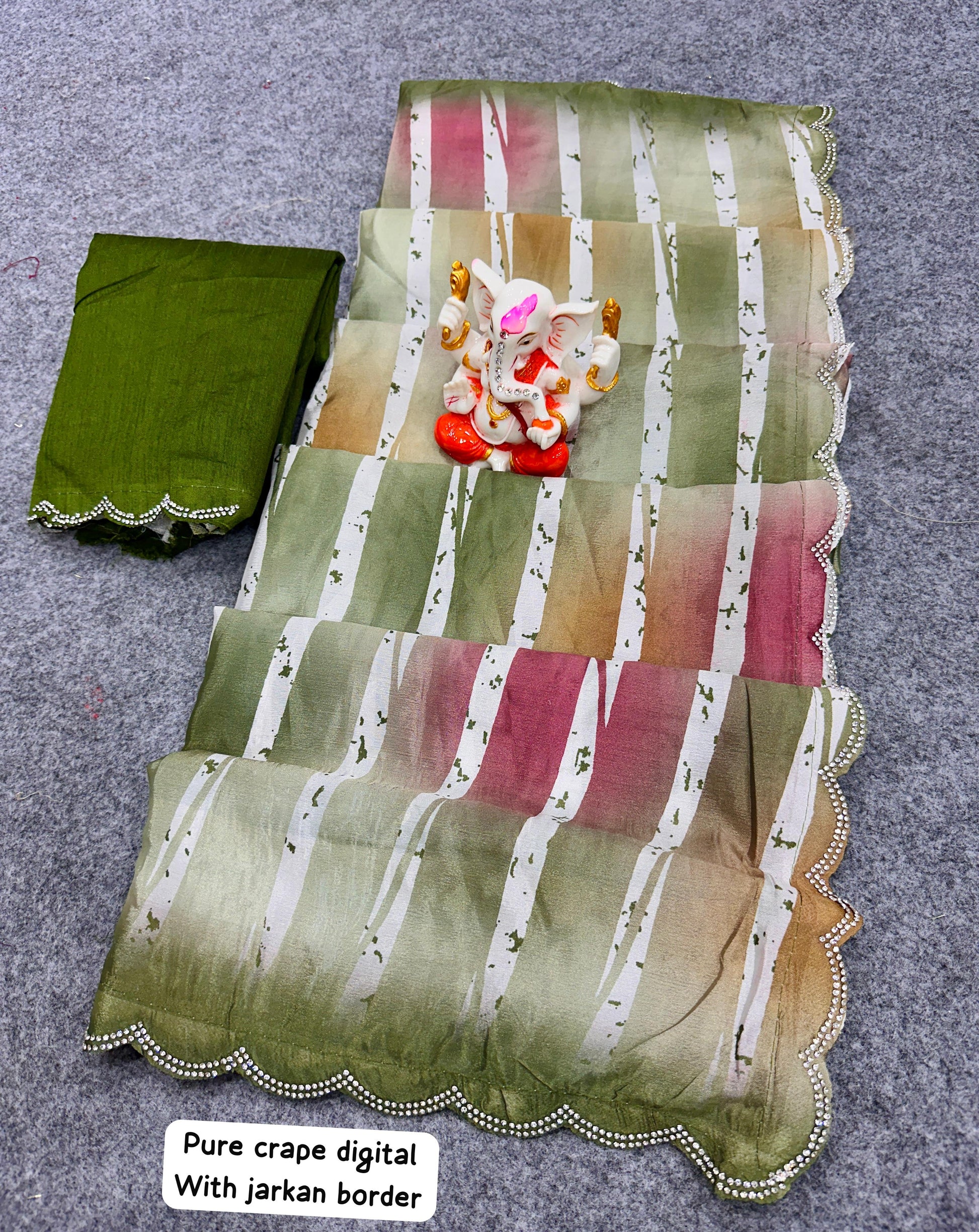 Product Image - Elegant Designer Wedding Saree | Georgette Fabric with Digital Print & Embroidery