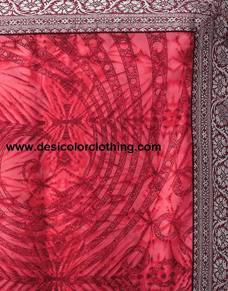 Red Georgette Printed  Saree