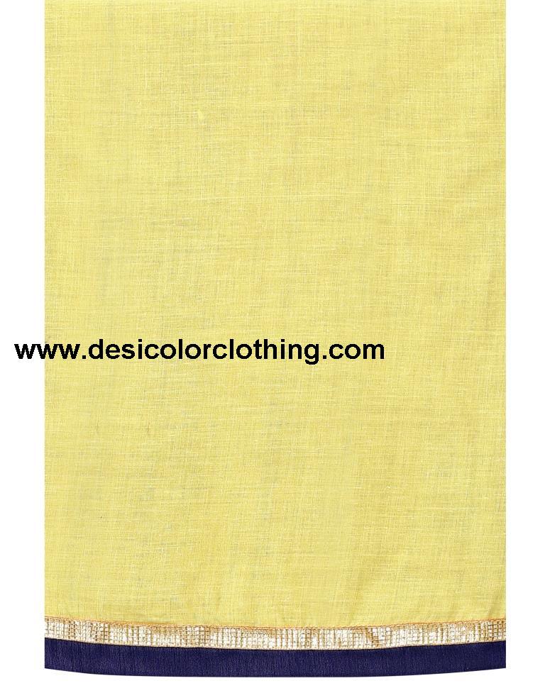 Yellow Cotton Embroidered Unstitched Salwar Suit