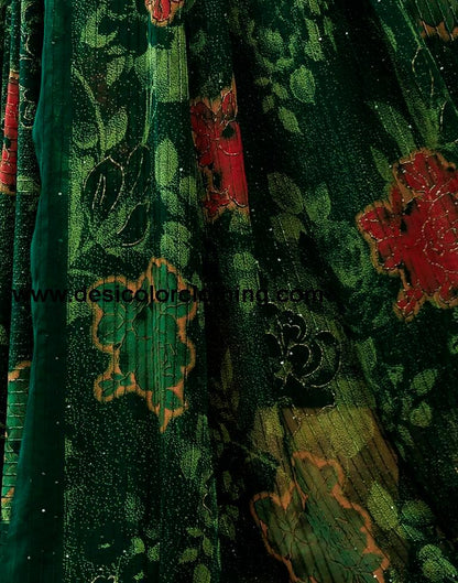 Dark Green Georgette Printed Sarees