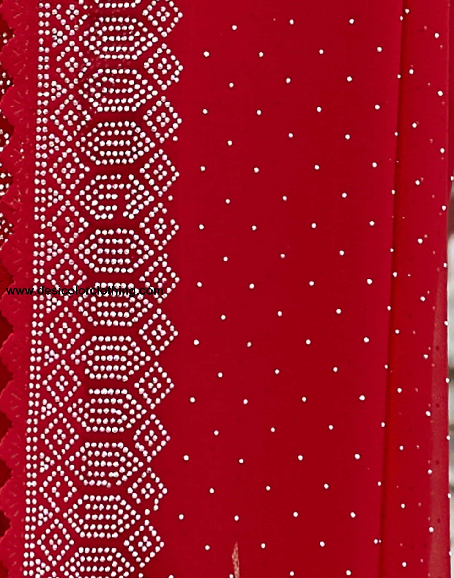 Red Swarovski Georgette Stone Work Saree